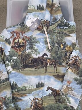 Polo by Ralph Lauren Scenic Equestrian Print Hoodie in Blue, Green, Brown